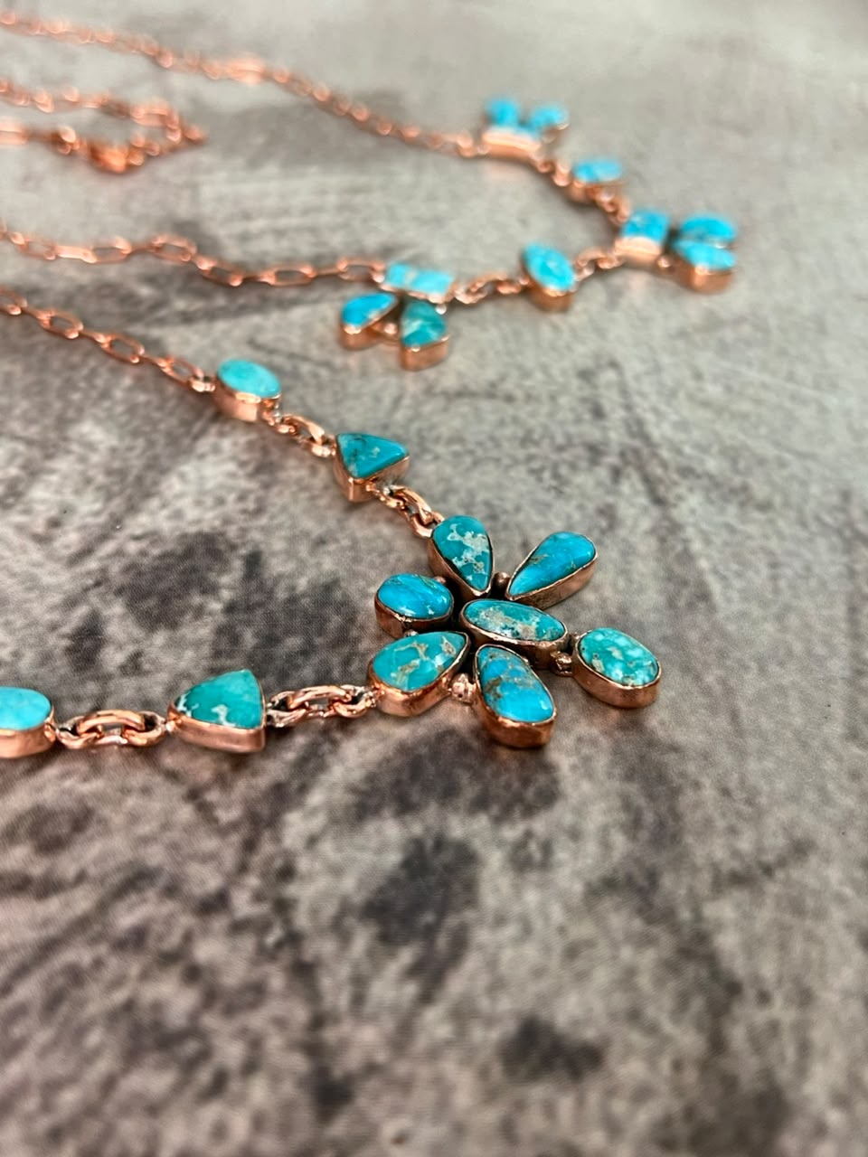 Handmade White Water Turquoise Copper Collection: Necklace Signed Nizhoni