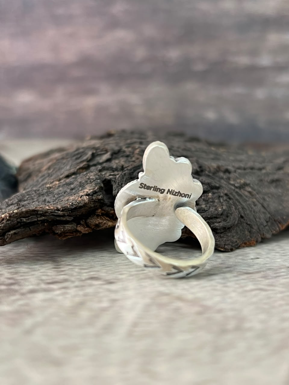 Handmade Sterling Silver Kingman Turquoise Adjustable Ring Signed Nizhoni