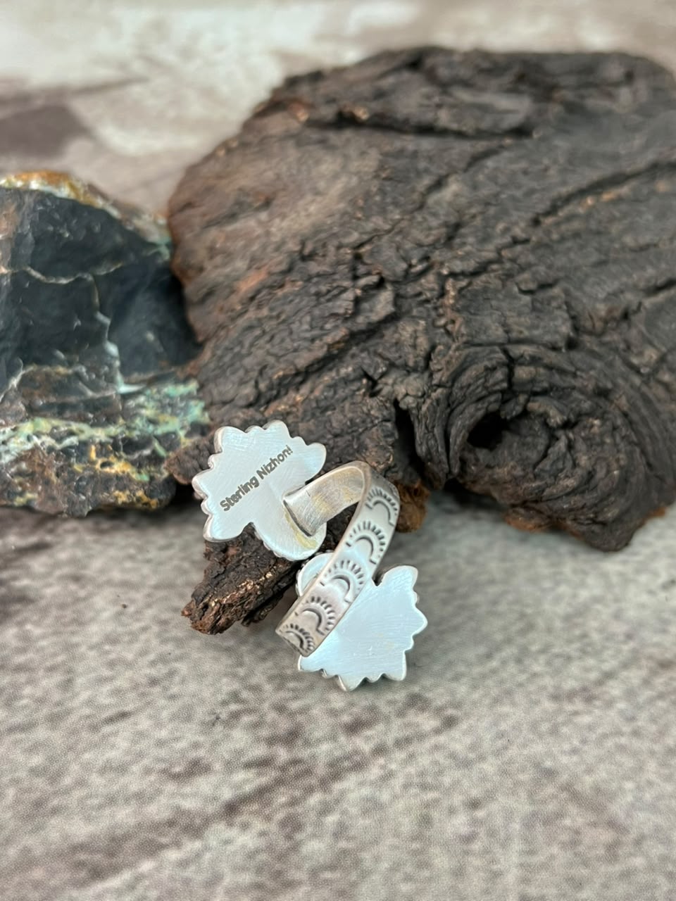 Handmade Sterling Silver White Buffalo Adjustable Ring Signed Nizhoni