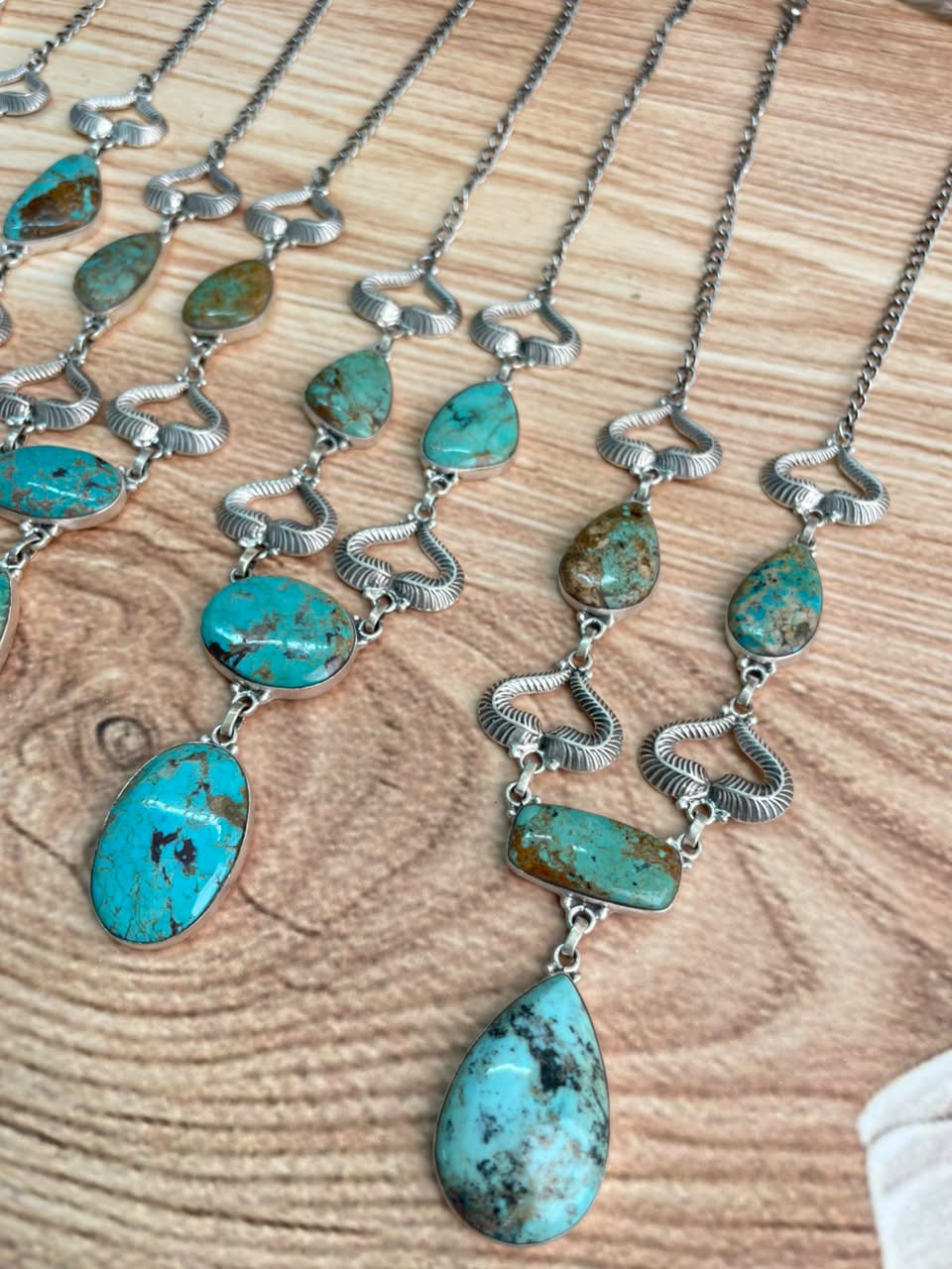 Handmade Sterling Silver Manassa Turquoise Necklace Signed Nizhoni