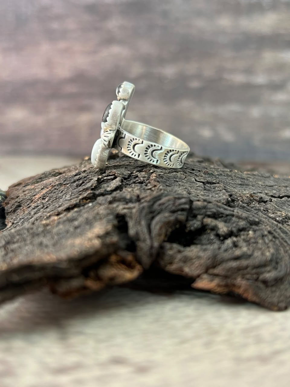 Handmade Sterling Silver White Buffalo Adjustable Ring Signed Nizhoni