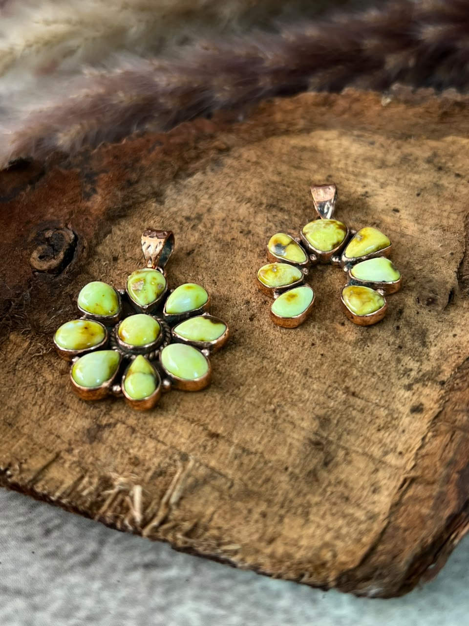Handmade Palomino Turquoise Copper Collection: Pendant Signed Nizhoni