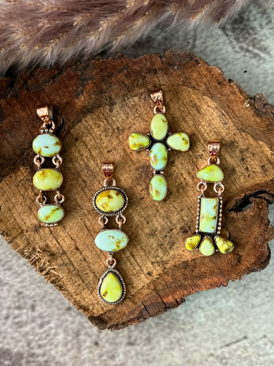 Handmade Palomino Turquoise Copper Collection: Pendant Signed Nizhoni