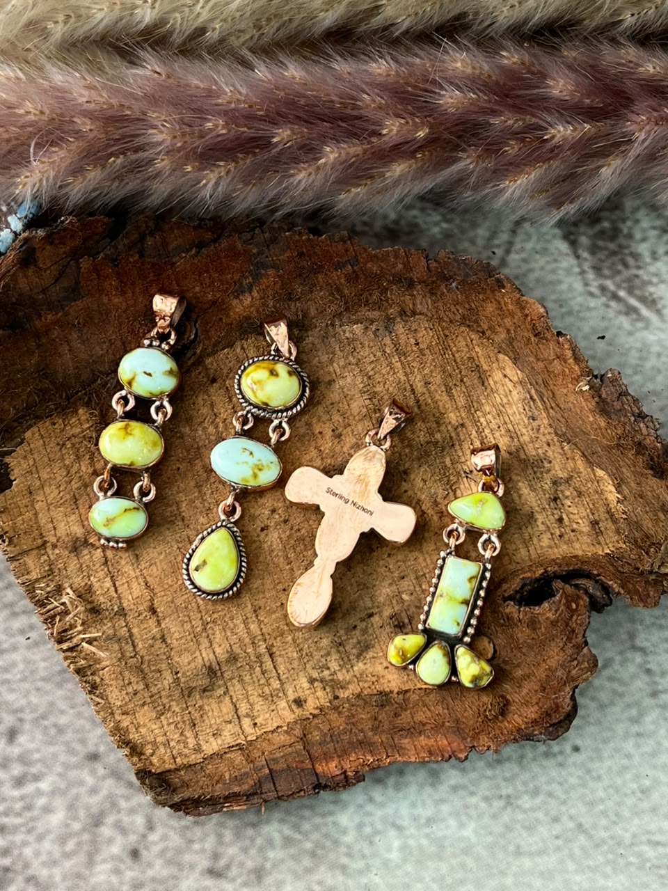 Handmade Palomino Turquoise Copper Collection: Pendant Signed Nizhoni