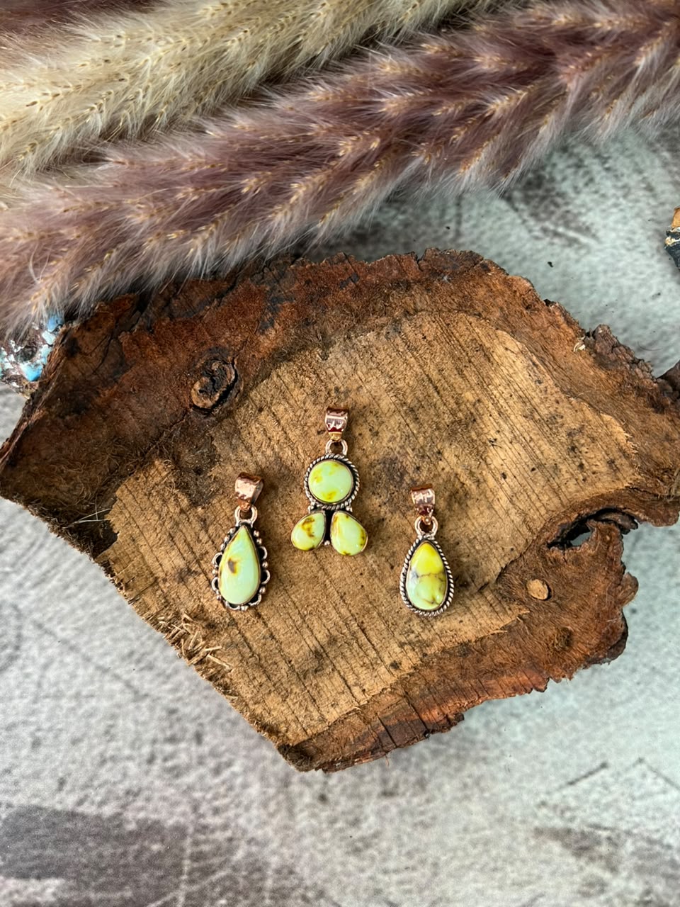 Handmade Palomino Turquoise Copper Collection: Pendant Signed Nizhoni