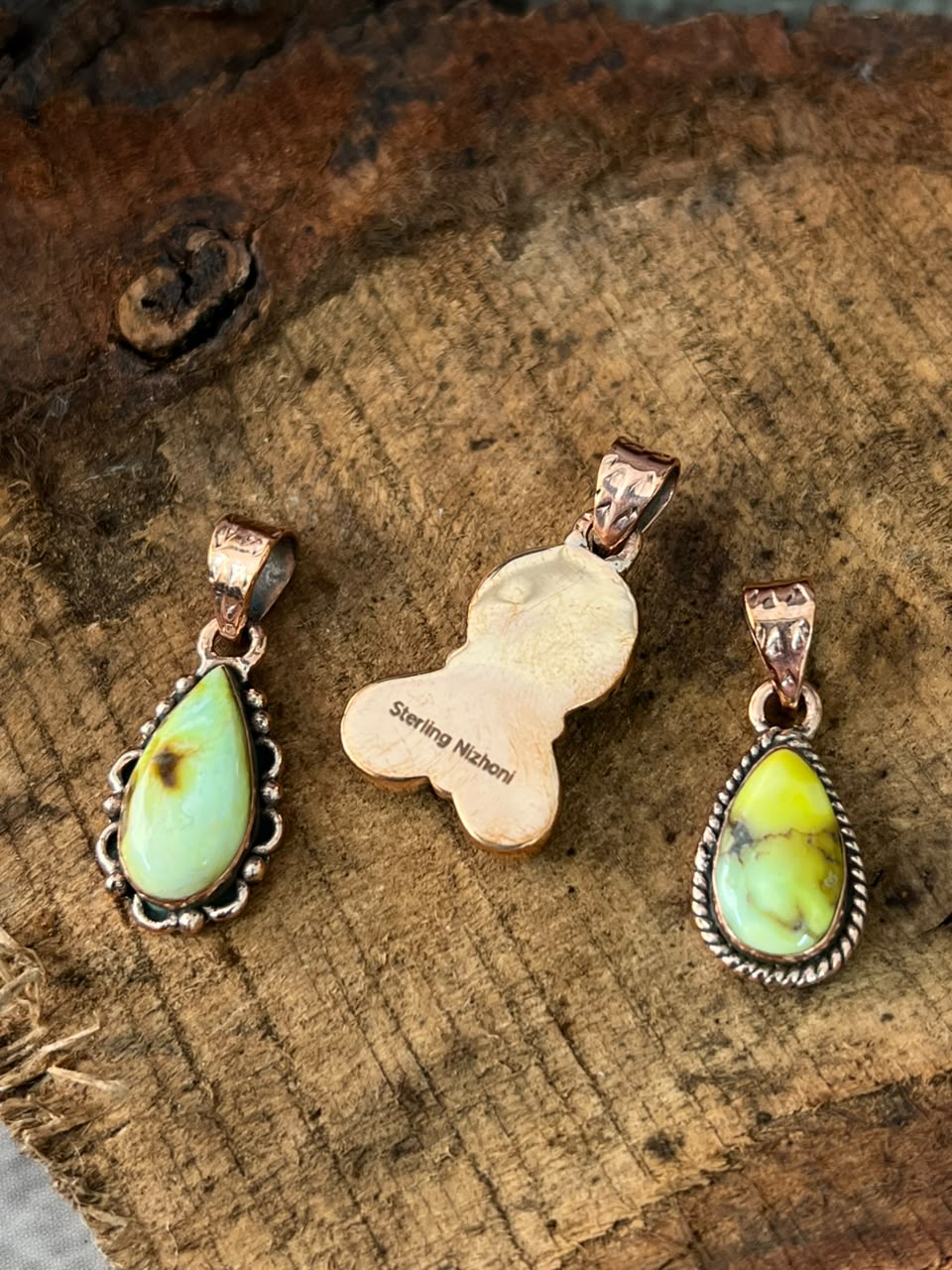 Handmade Palomino Turquoise Copper Collection: Pendant Signed Nizhoni