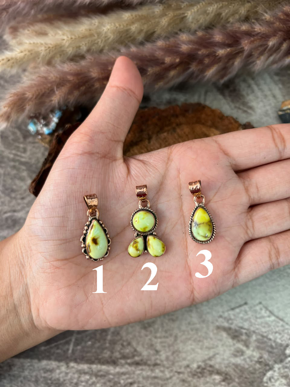 Handmade Palomino Turquoise Copper Collection: Pendant Signed Nizhoni