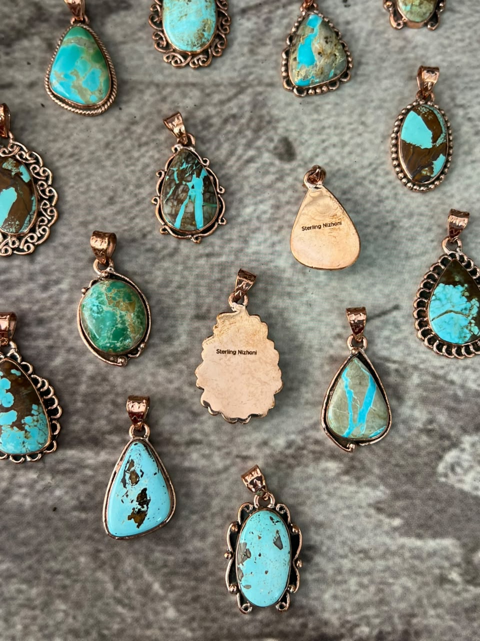 Handmade Royston Turquoise Copper Collection: Pendant Signed Nizhoni