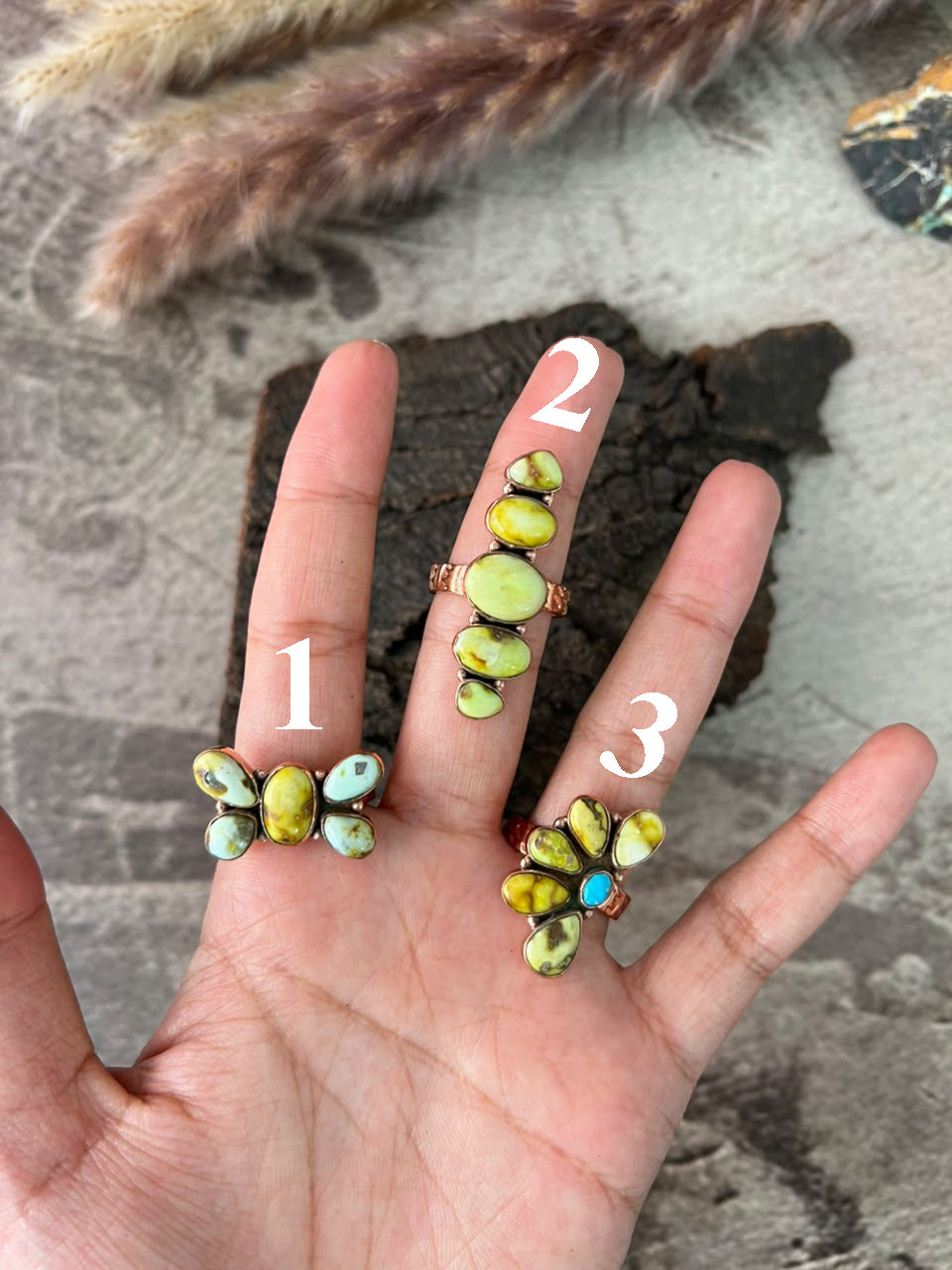 Handmade Palomino with White Water Turquoise Copper Collection: Adjustable Ring Signed Nizhoni