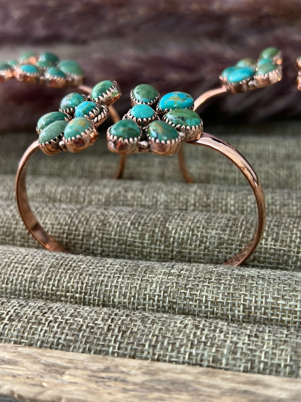 Handmade Kingman Turquoise Copper Collection: Cuff Bracelet Signed Nizhoni