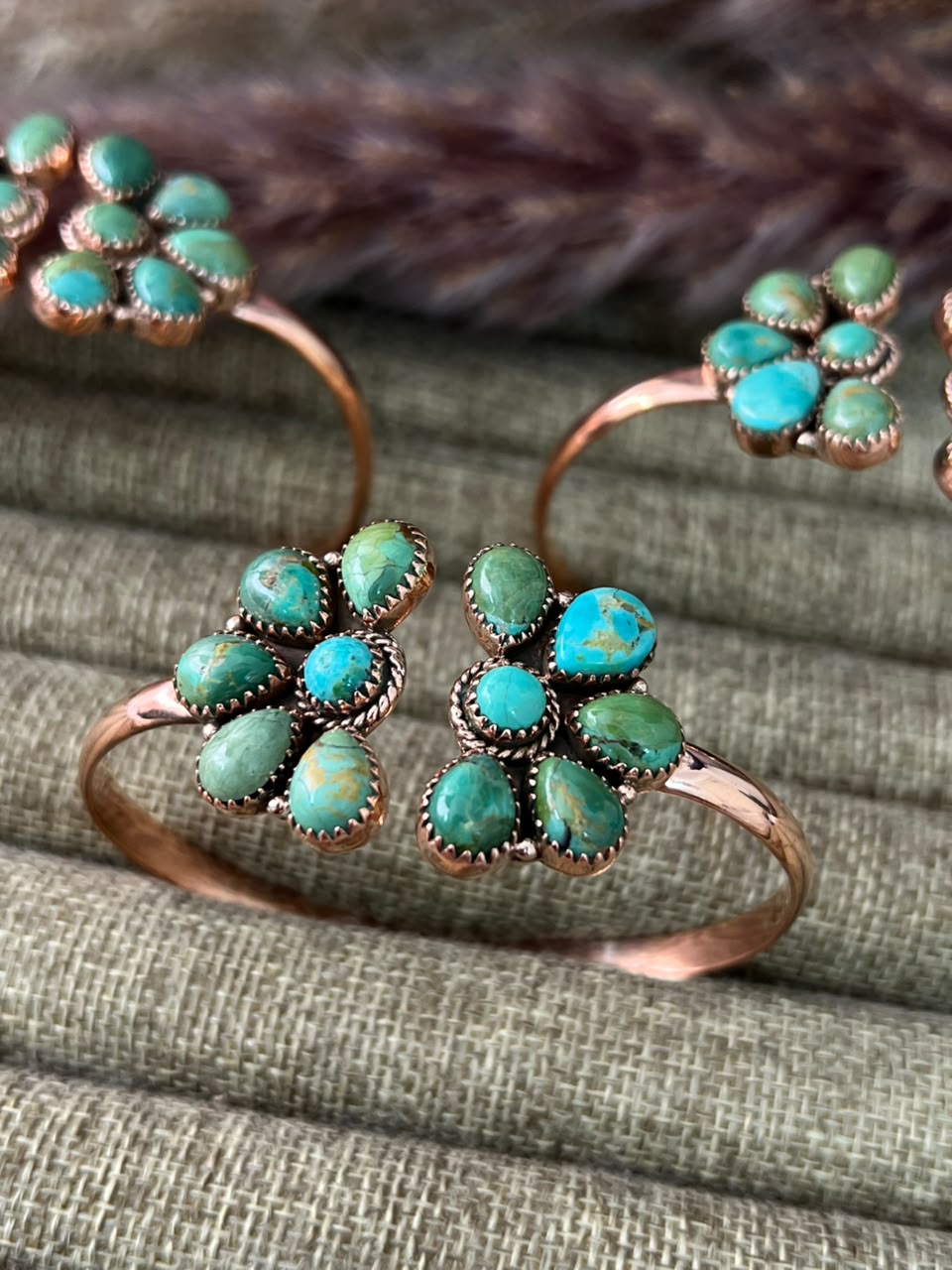 Handmade Kingman Turquoise Copper Collection: Cuff Bracelet Signed Nizhoni
