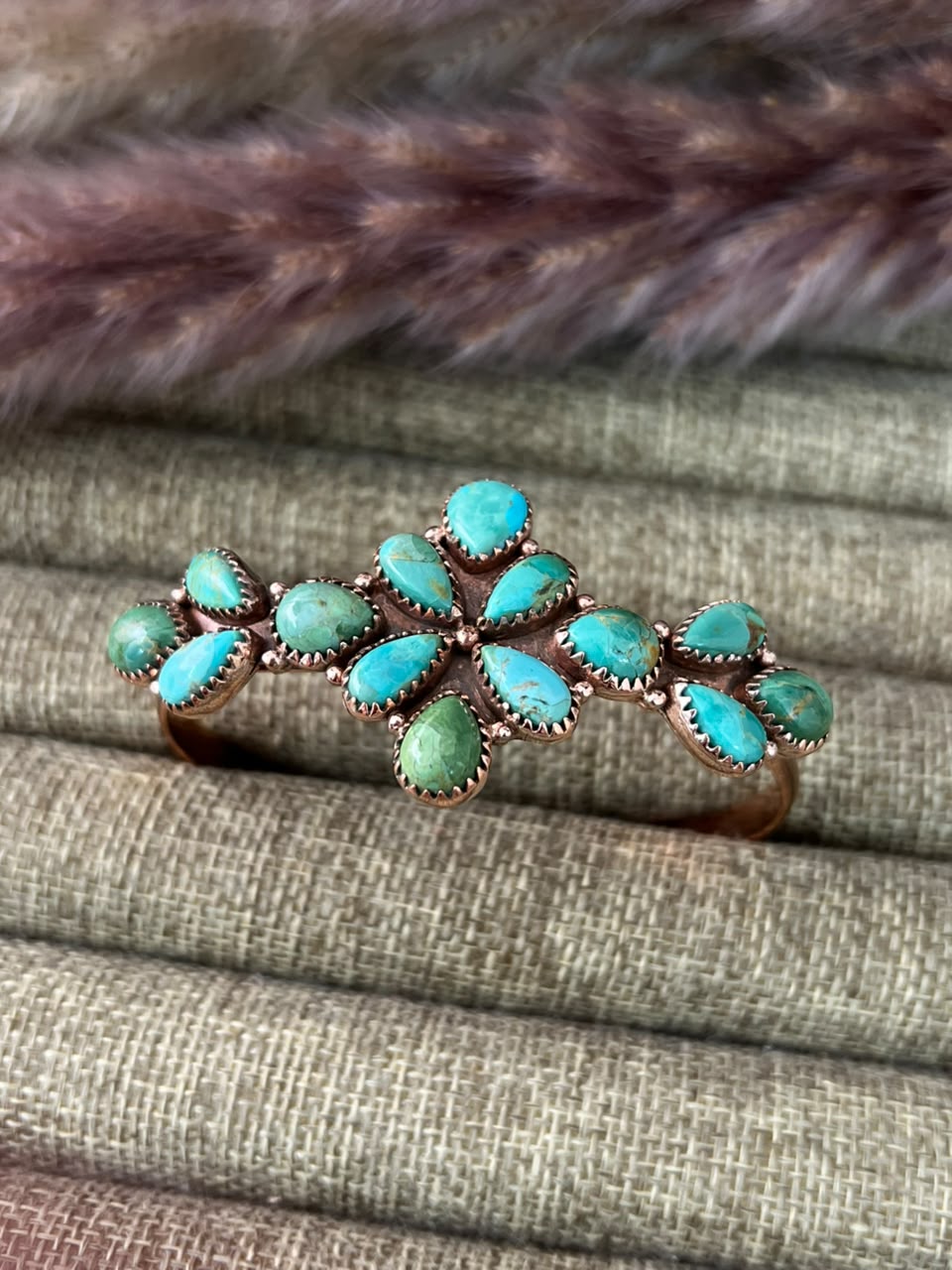 Handmade Kingman Turquoise Copper Collection: Cuff Bracelet Signed Nizhoni