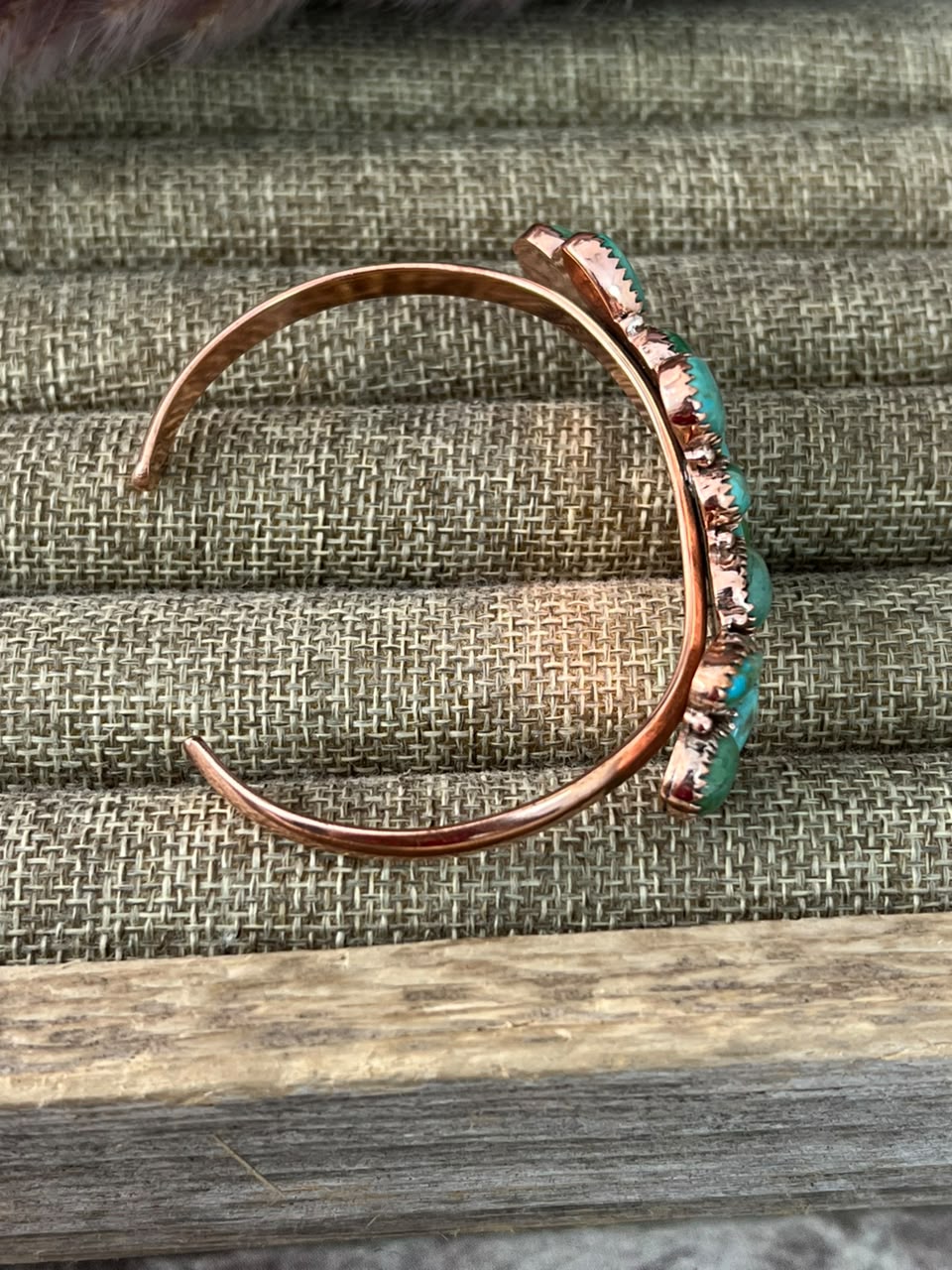 Handmade Kingman Turquoise Copper Collection: Cuff Bracelet Signed Nizhoni