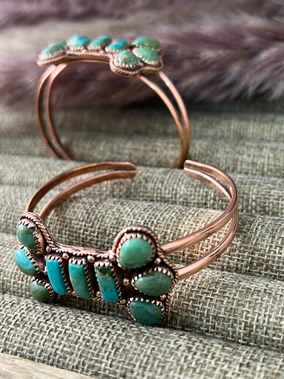 Handmade Kingman Turquoise Copper Collection: Cuff Bracelet Signed Nizhoni