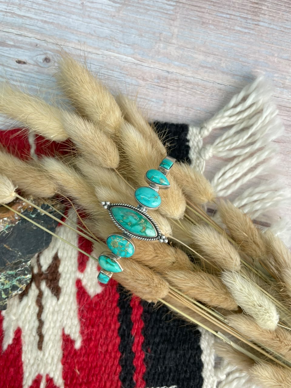 Handmade Sterling Silver Emerald Valley Turquoise Collection: Cuff Bracelet Signed Nizhoni