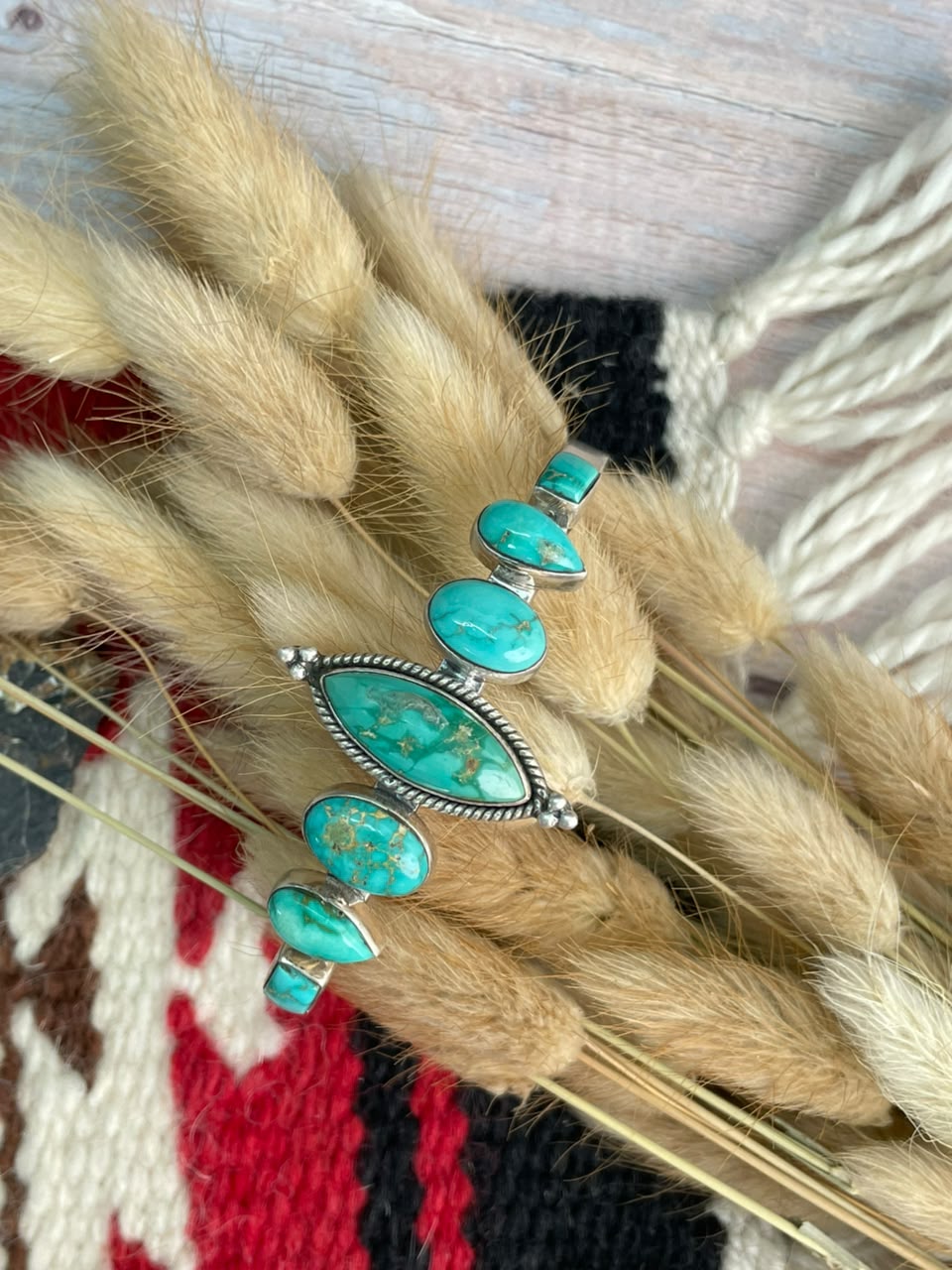 Handmade Sterling Silver Emerald Valley Turquoise Collection: Cuff Bracelet Signed Nizhoni