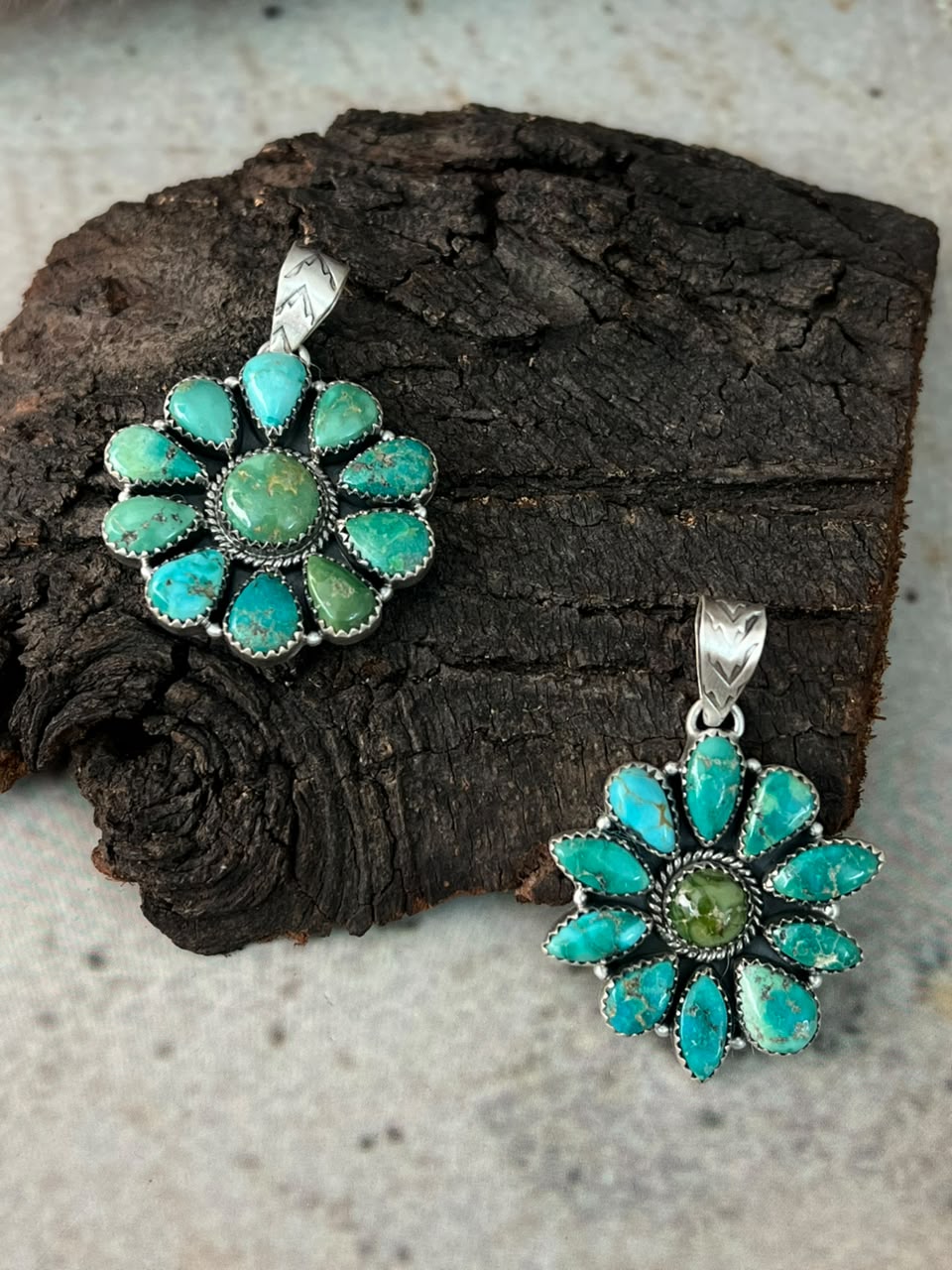 Handmade Sterling Silver Emerald Valley Turquoise Collection: Pendant Signed Nizhoni