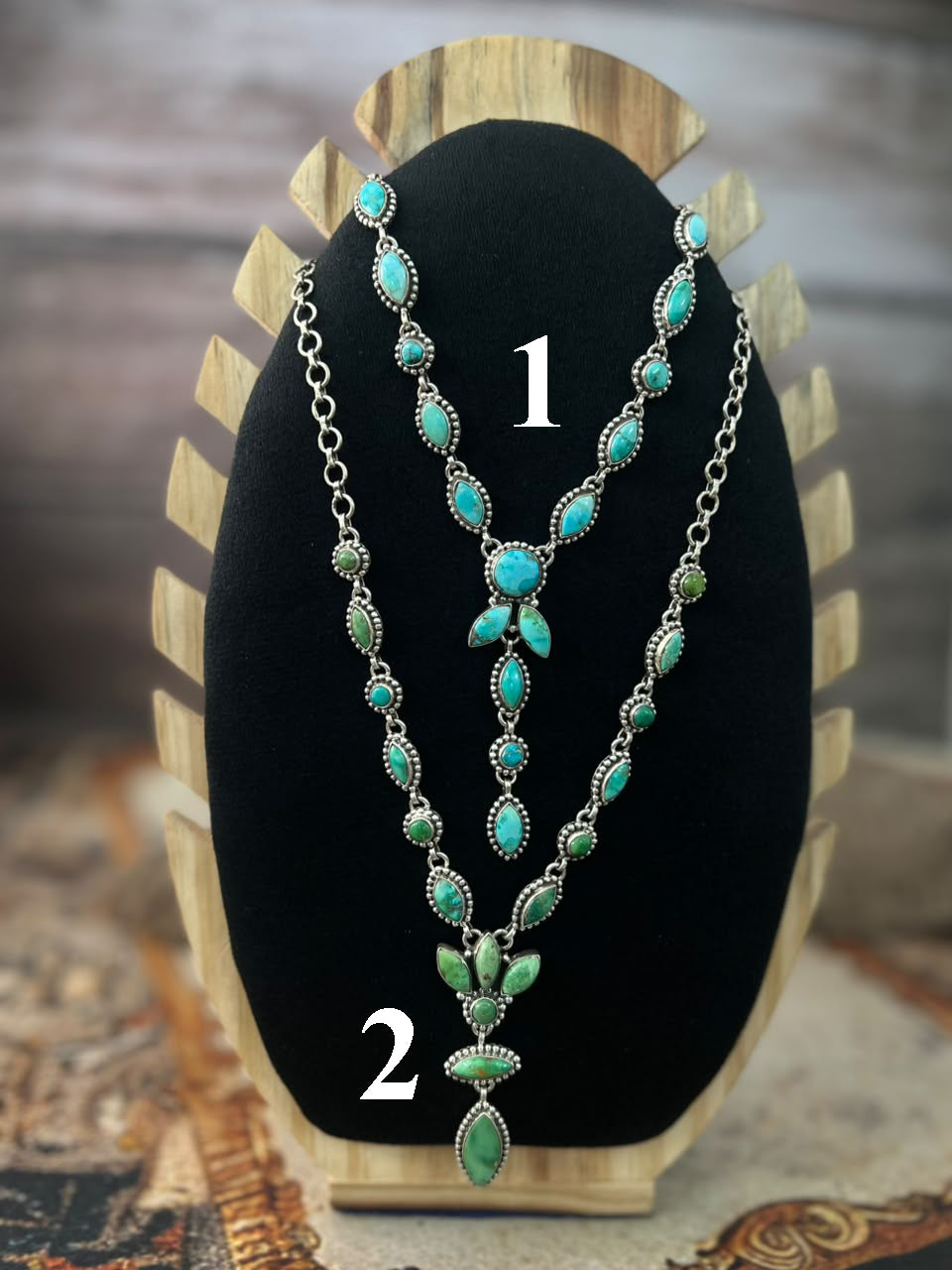 Handmade Sterling Silver Emerald Valley Turquoise Collection: Necklace Signed Nizhoni