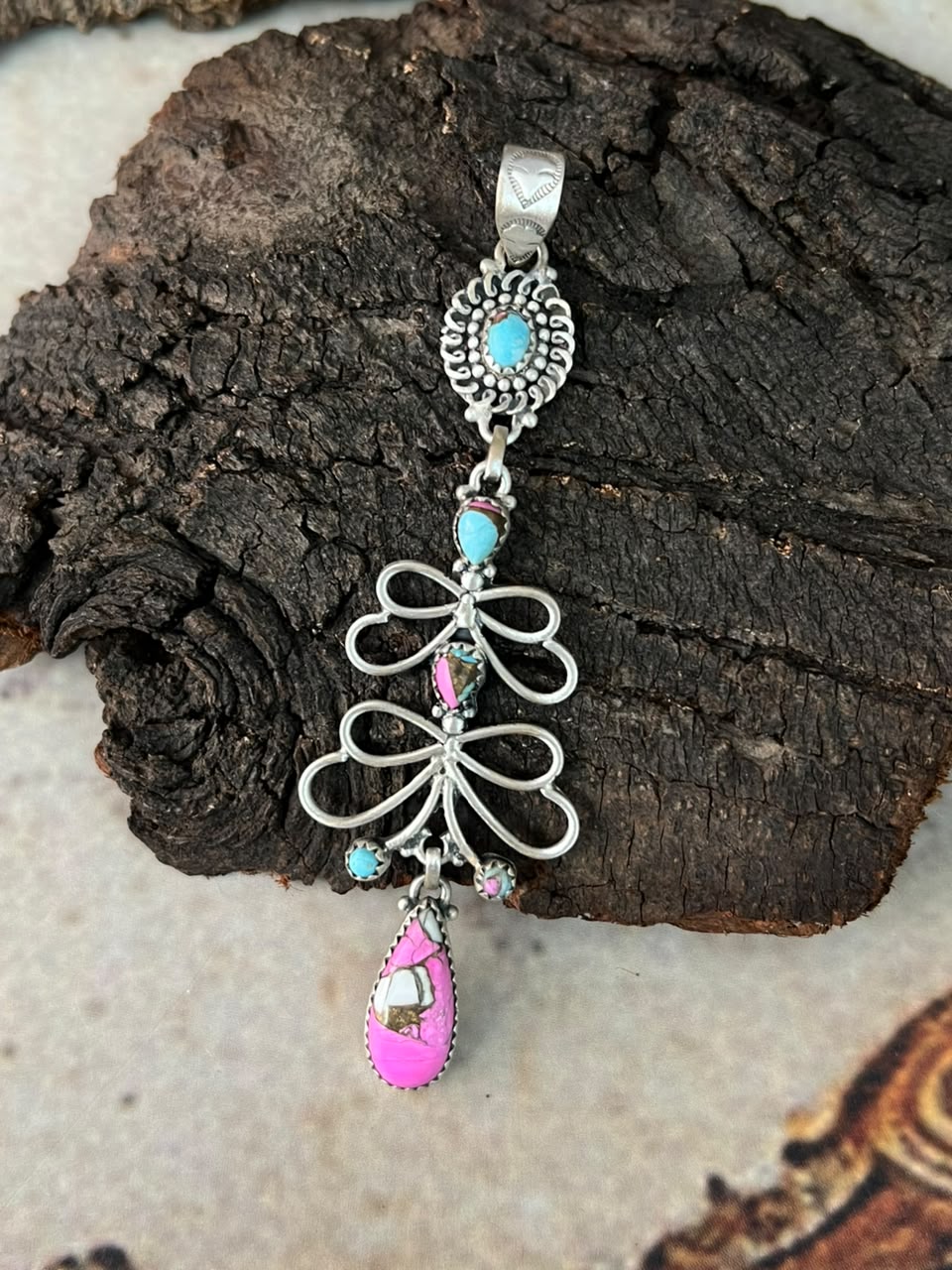 Handmade Sterling Silver Cotton Candy Pendant Signed Nizhoni