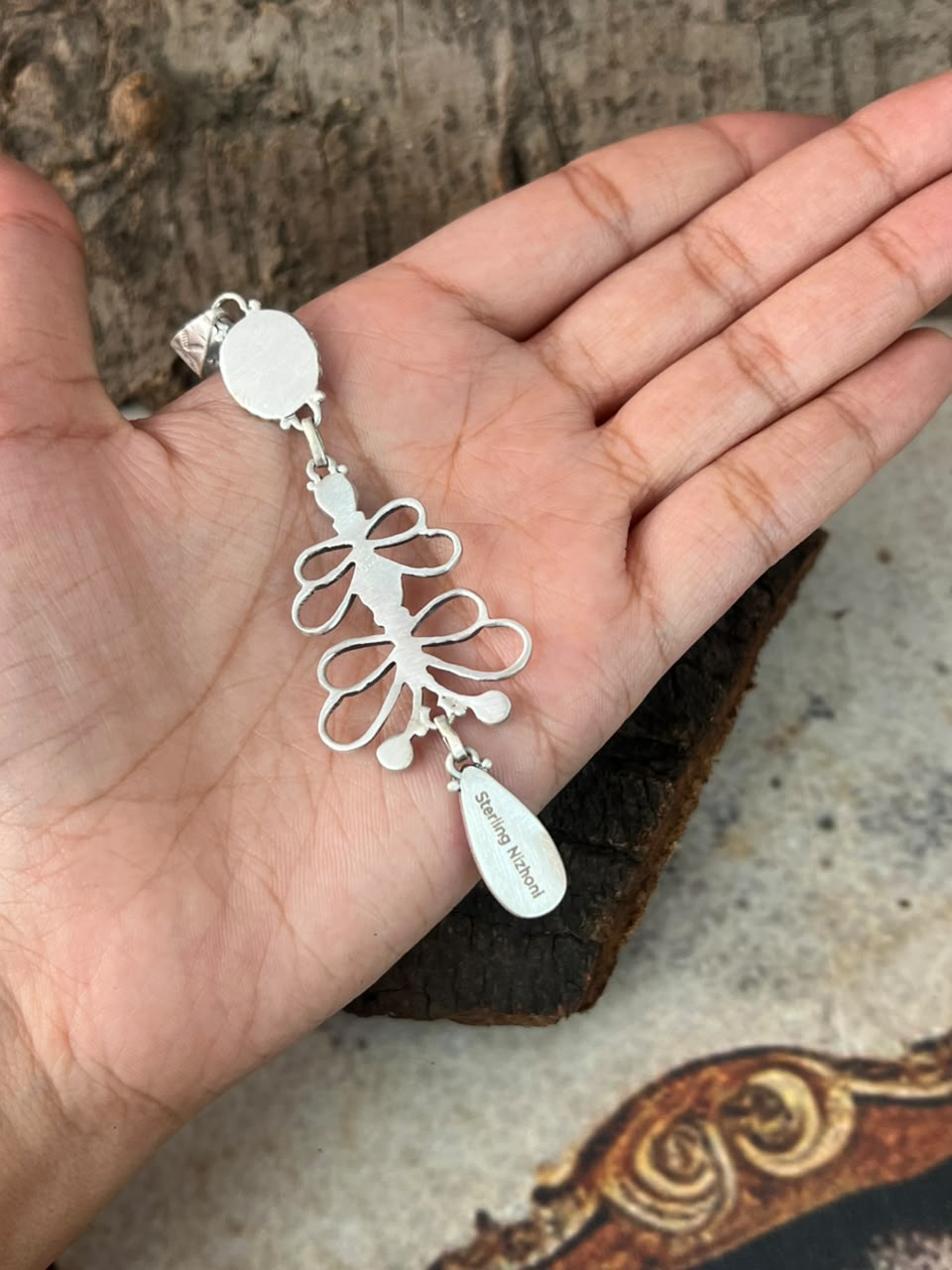Handmade Sterling Silver Cotton Candy Pendant Signed Nizhoni