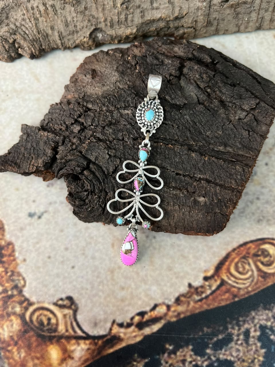 Handmade Sterling Silver Cotton Candy Pendant Signed Nizhoni