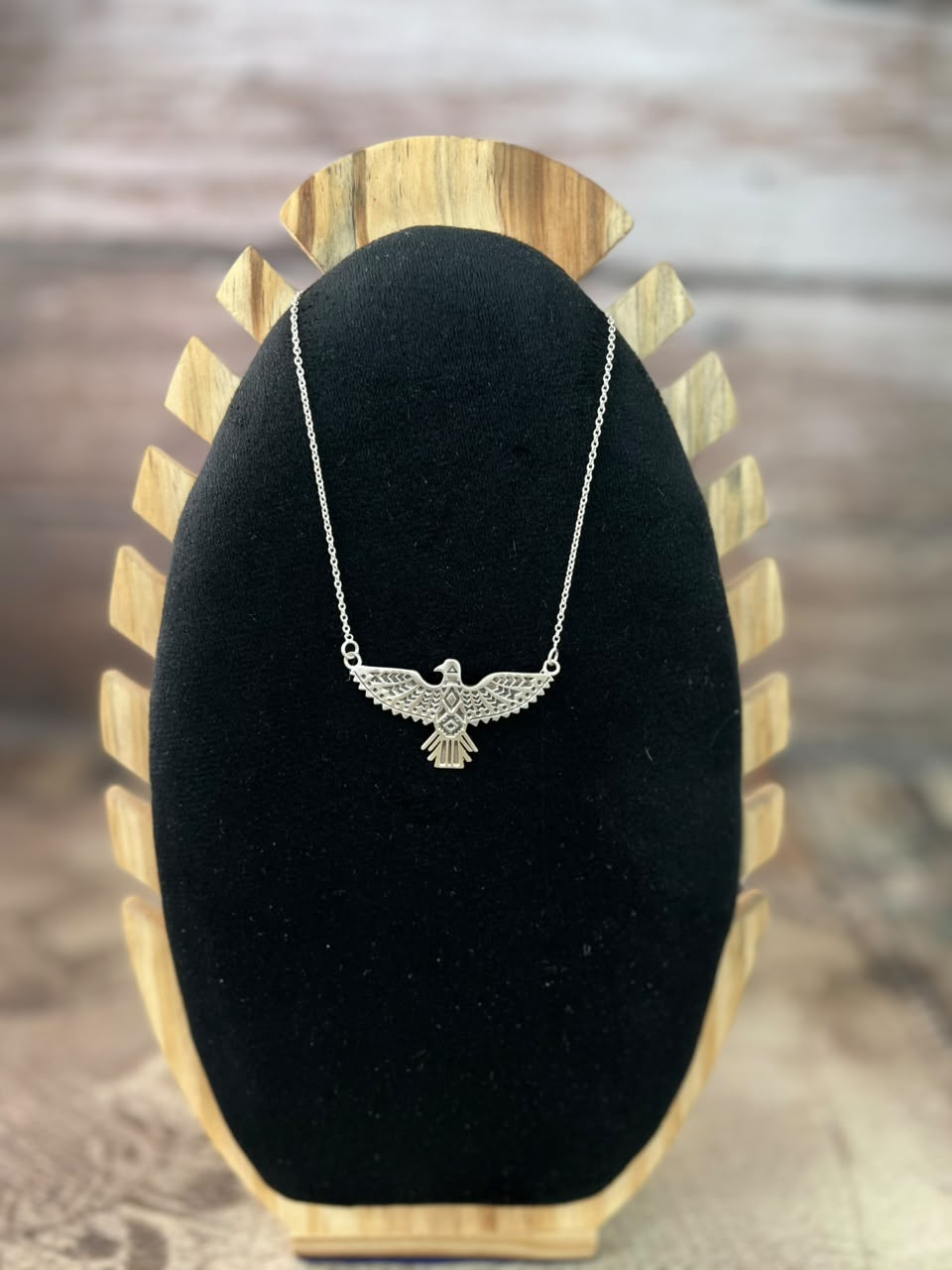 Handmade Sterling Silver Thunderbird Necklace Signed Nizhoni