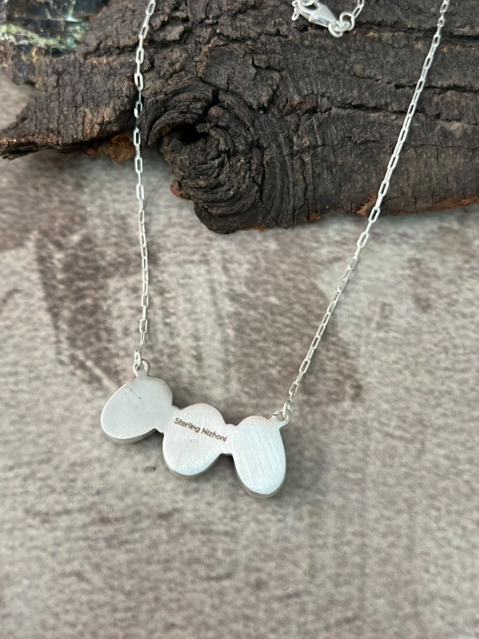 Handmade Sterling Silver Ribbon Royston Turquoise Necklace Signed Nizhoni