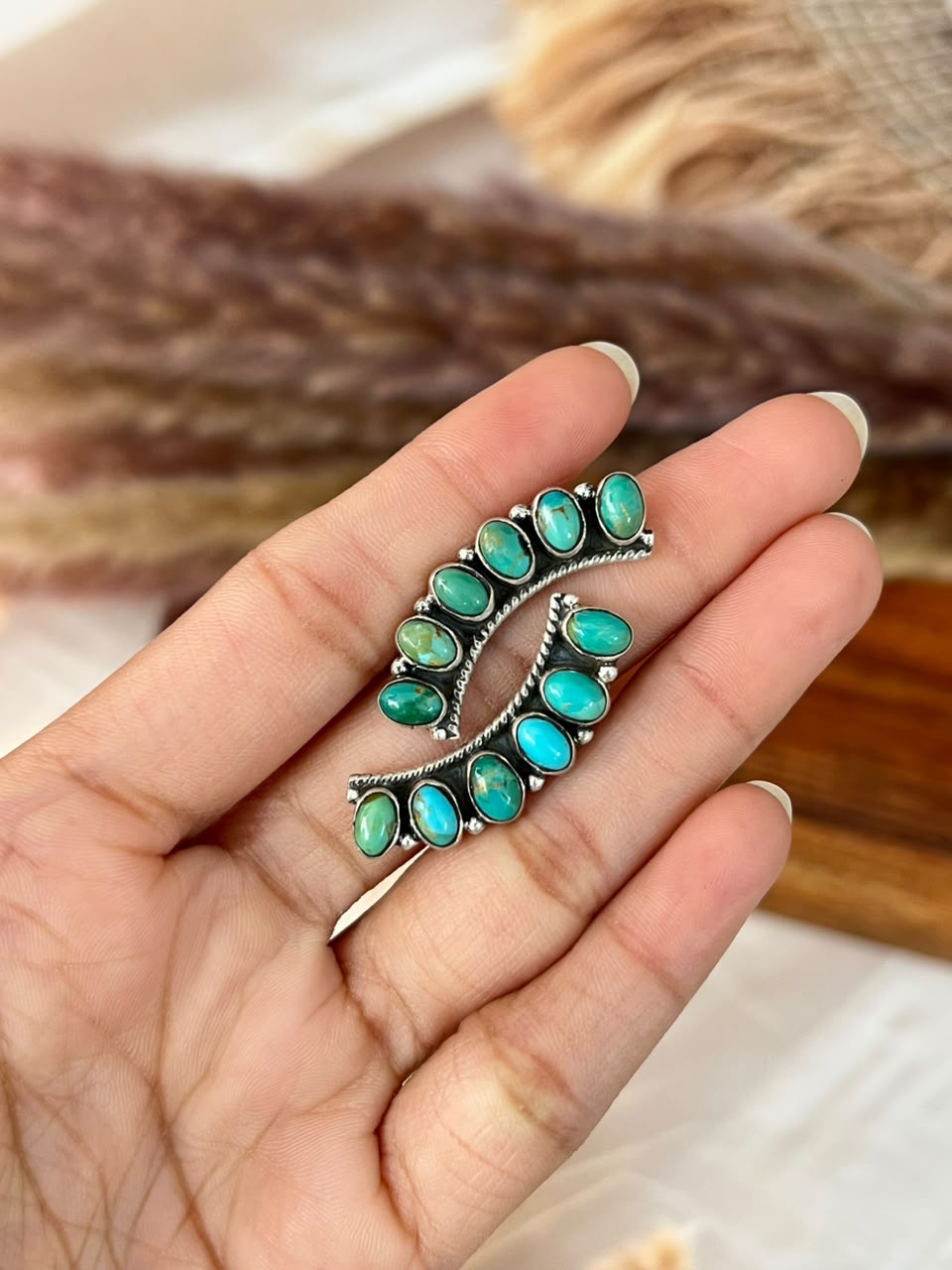 Handmade Sterling Silver Kingman Turquoise Adjustable Ring Signed Nizhoni (3)