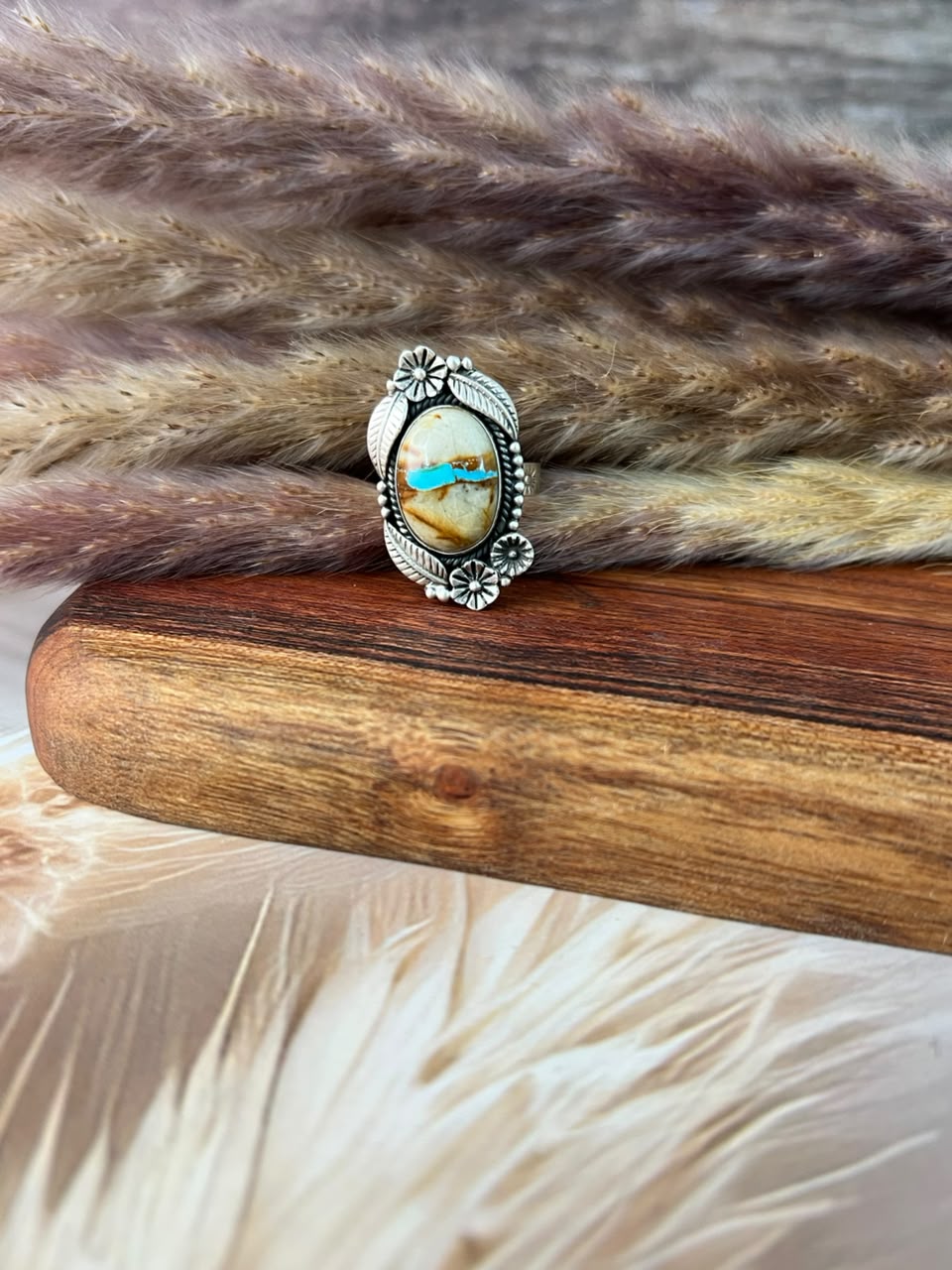 Handmade Sterling Silver Royston Turquoise Adjustable Ring Signed Nizhoni (9)