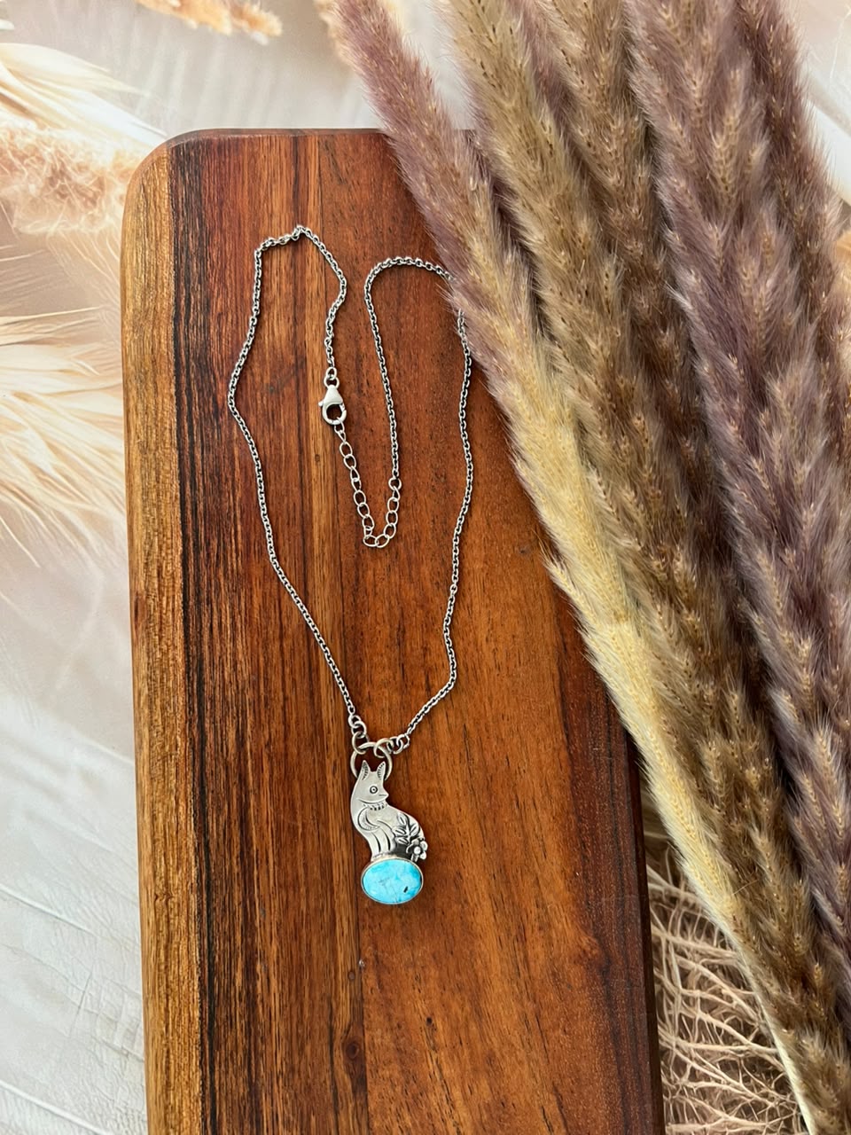 Handmade Sterling Silver White Water Turquoise Necklace Signed Nizhoni