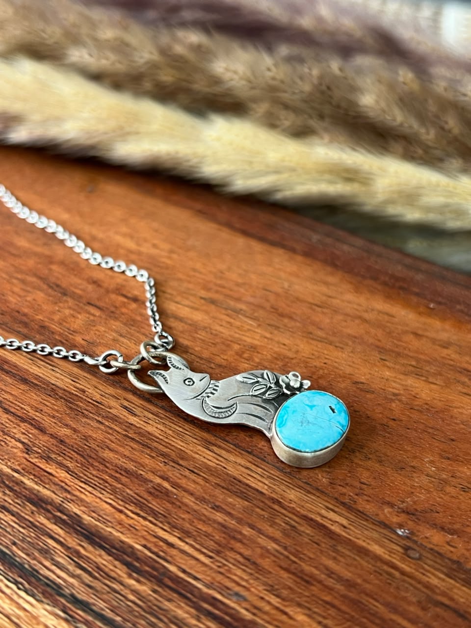 Handmade Sterling Silver White Water Turquoise Necklace Signed Nizhoni