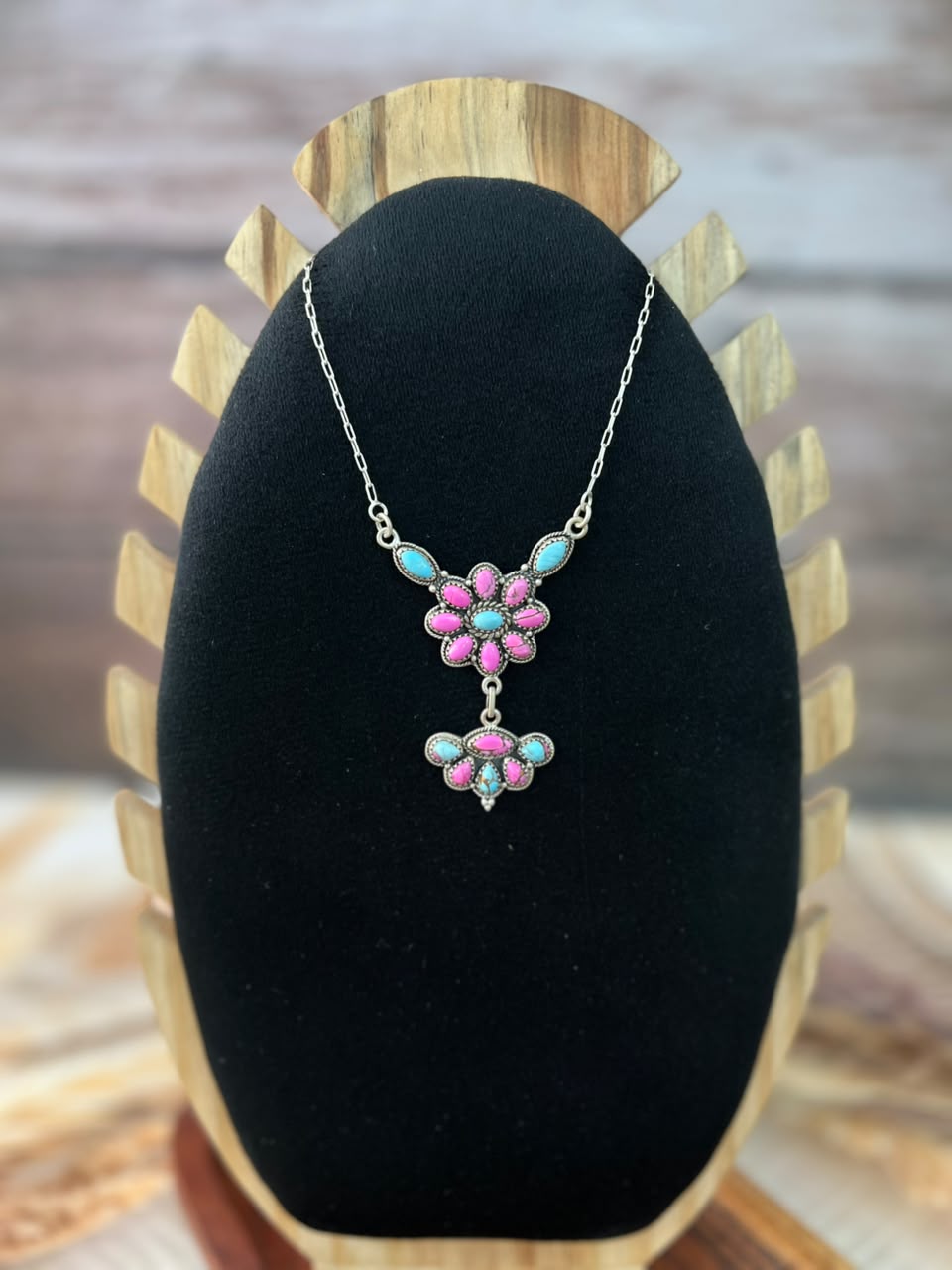Handmade Sterling Silver Cotton Candy Necklace Signed Nizhoni