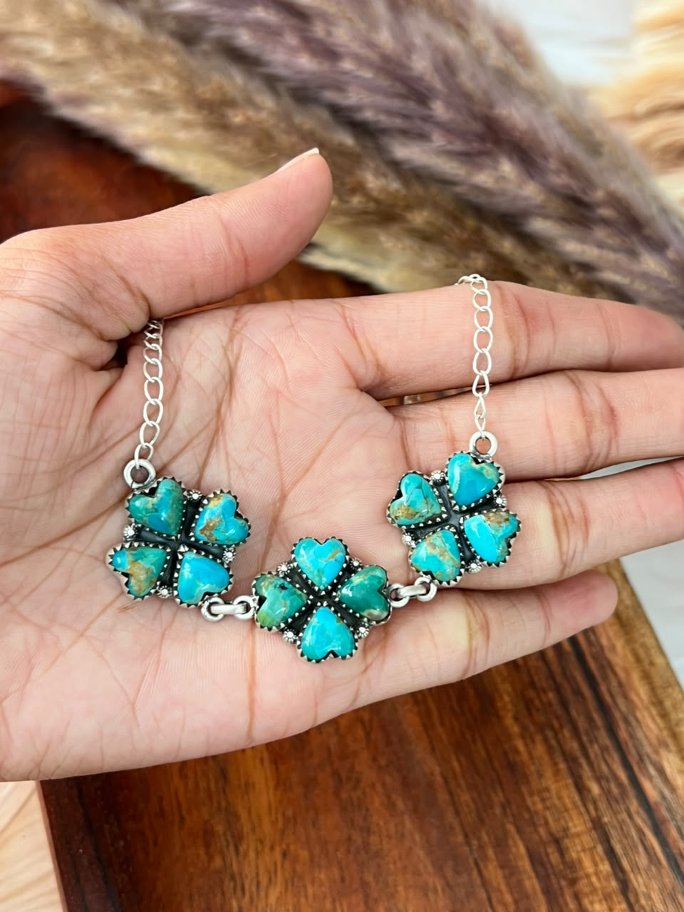 Handmade Sterling Silver Kingman Turquoise Choker Necklace Signed Nizhoni