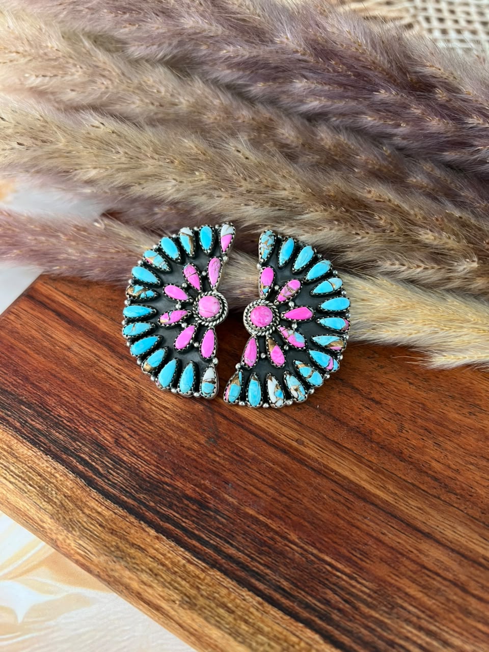 Handmade Sterling Silver Cotton Candy Post Studs Earrings Signed Nizhoni