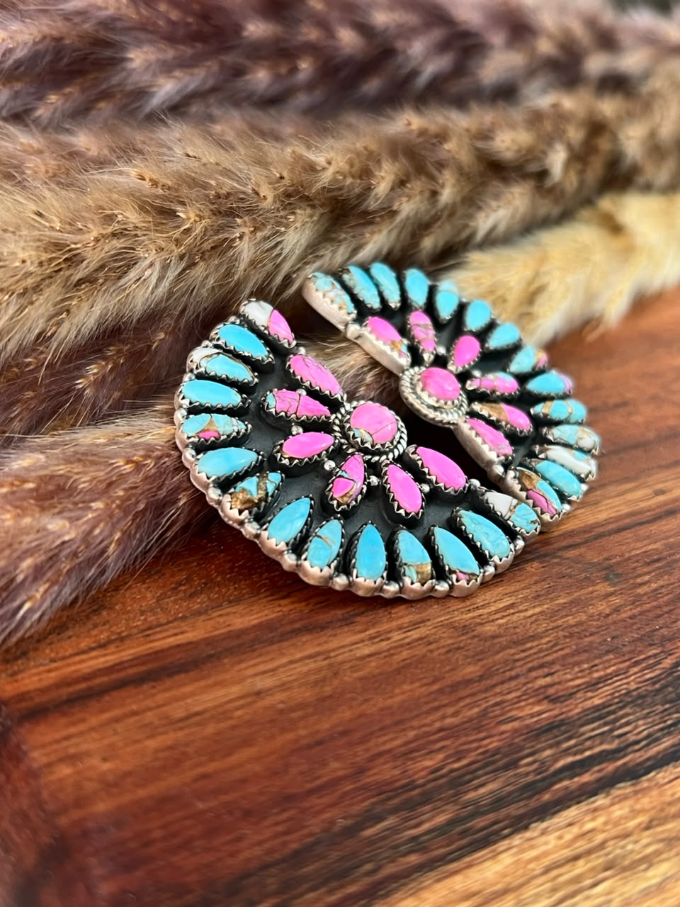 Handmade Sterling Silver Cotton Candy Post Studs Earrings Signed Nizhoni