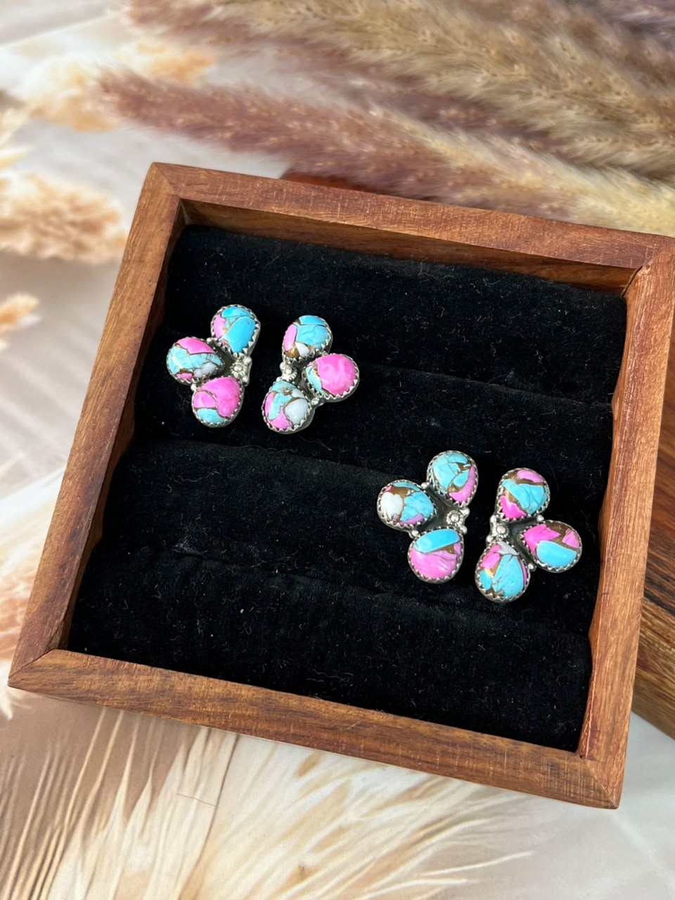 Handmade Sterling Silver Cotton Candy Post Studs Earrings Signed Nizhoni