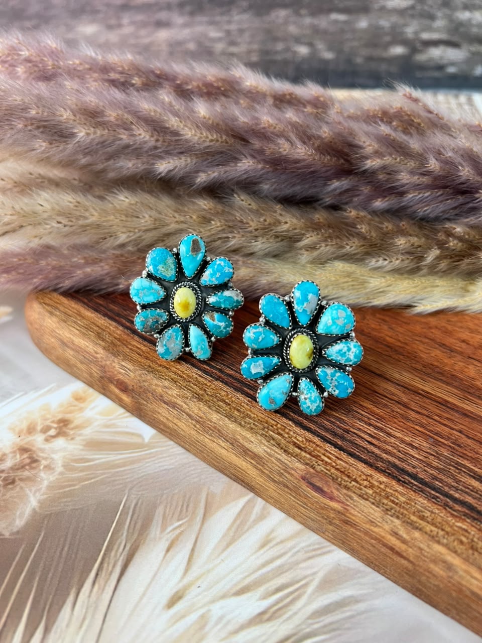 Handmade Sterling Silver Palomino with White Water Turquoise Adjustable Ring Signed Nizhoni