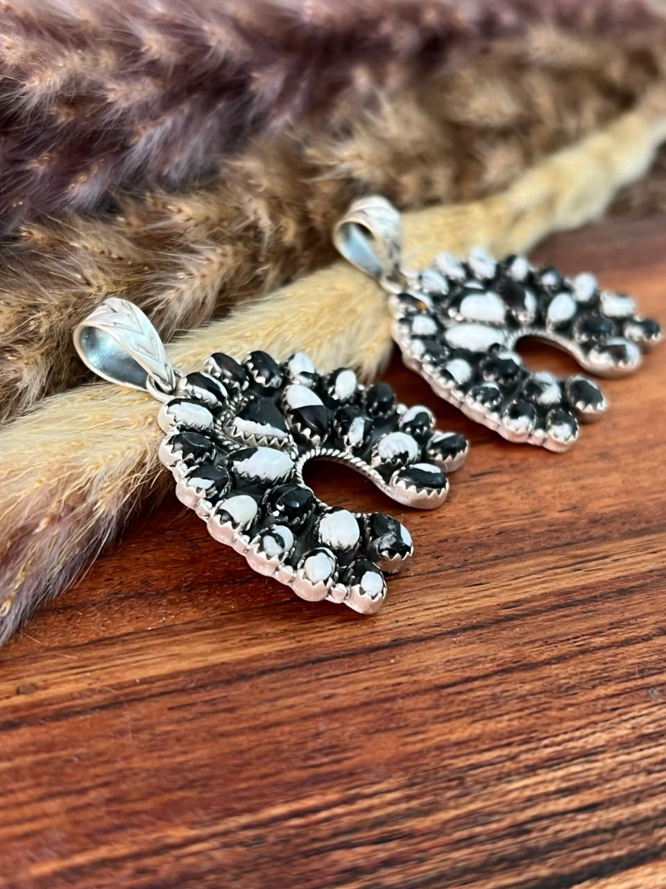 Handmade Sterling Silver White Buffalo Naja Pendant Signed Nizhoni