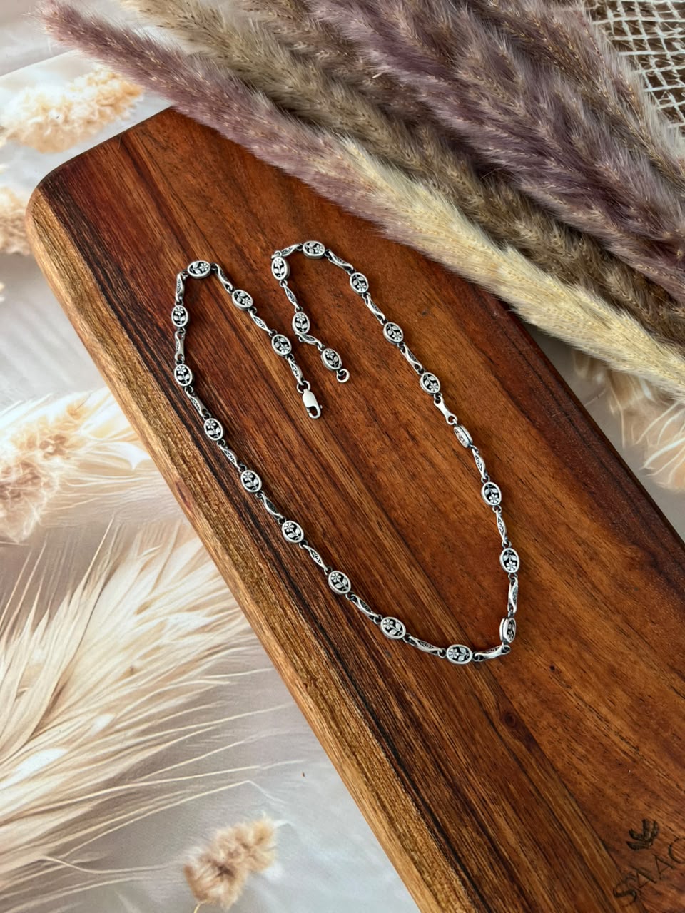 Handmade Sterling Silver Floral Necklace