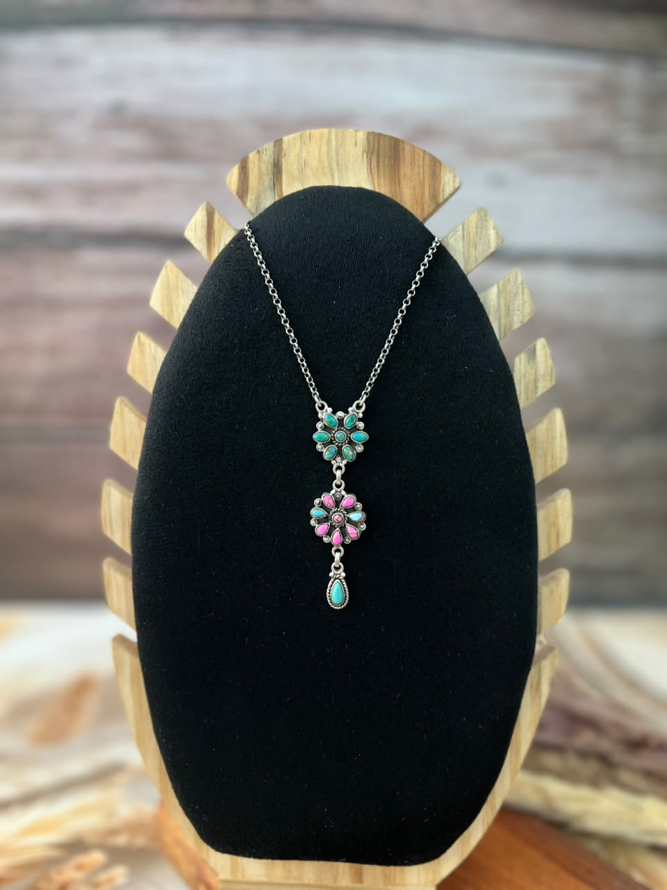 Handmade Sterling Silver Kingman Turquoise with Cotton Candy Signed Nizhoni