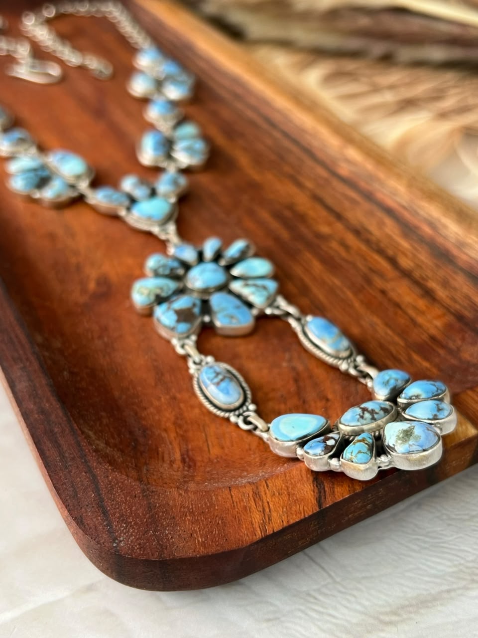 Handmade Sterling Silver Golden Hills Turquoise Necklace Signed Nizhoni