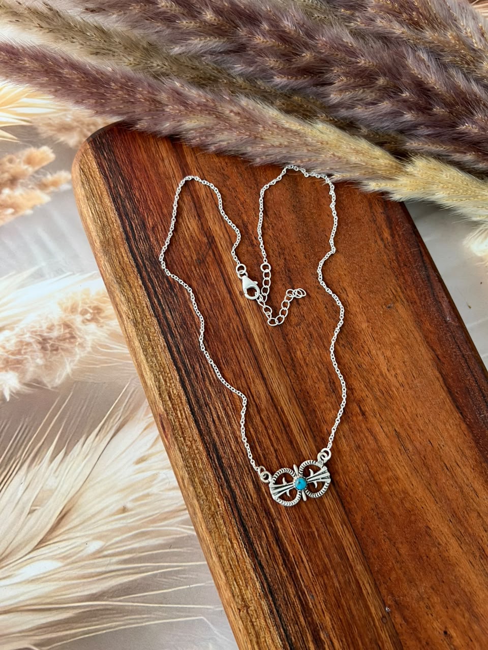 Handmade Sterling Silver Kingman Turquoise Necklace Signed Nizhoni