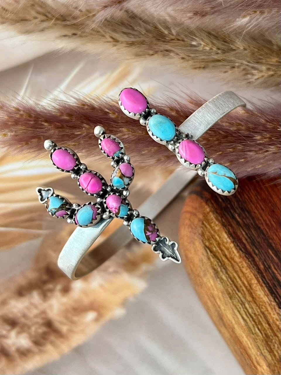 Handmade Sterling Silver Cotton Candy Cuff Bracelet Signed Nizhoni
