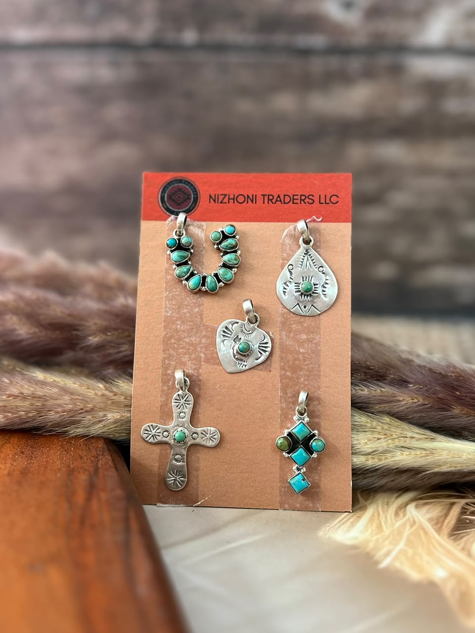 Handmade Sterling Silver Kingman Turquoise Pendant Card