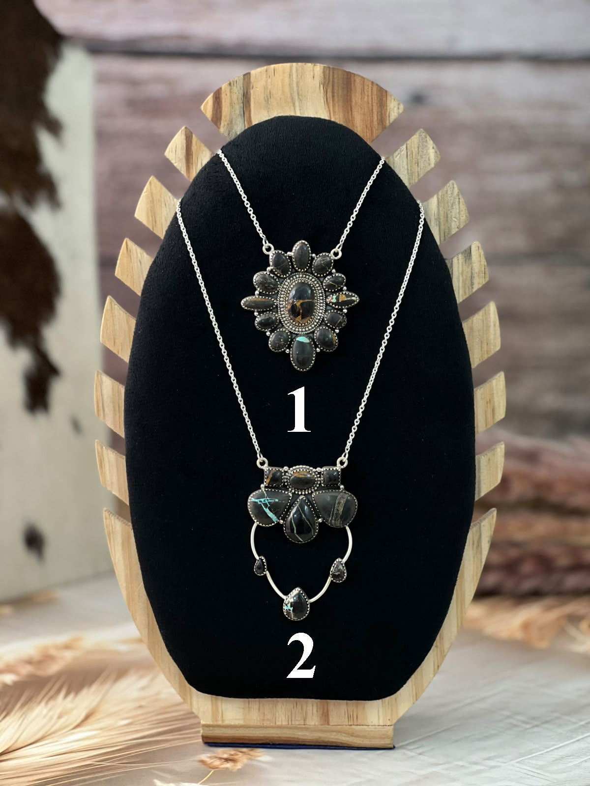 Handmade Sterling Silver Blackjack Turquoise Collection: Necklace Signed Nizhoni