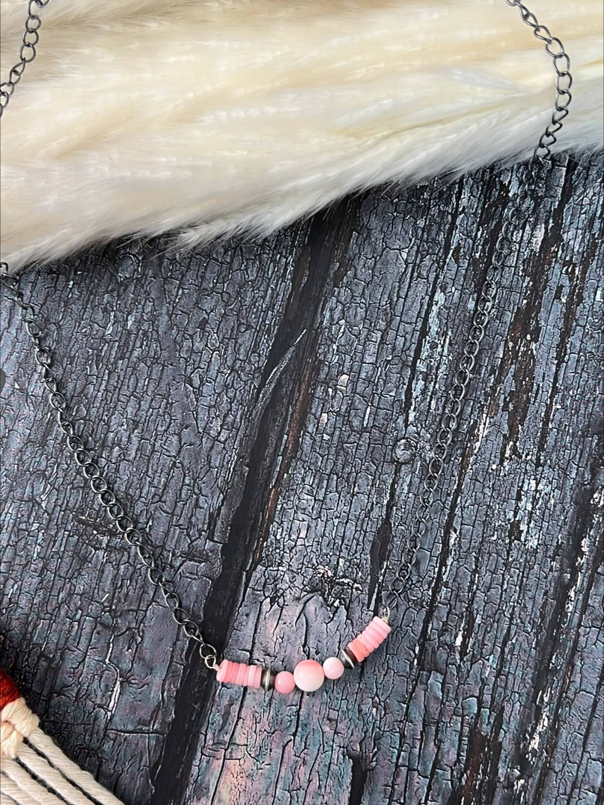 Handmade Sterling Silver Queen Pink Conch Collection: Beaded Necklace Signed Nizhoni