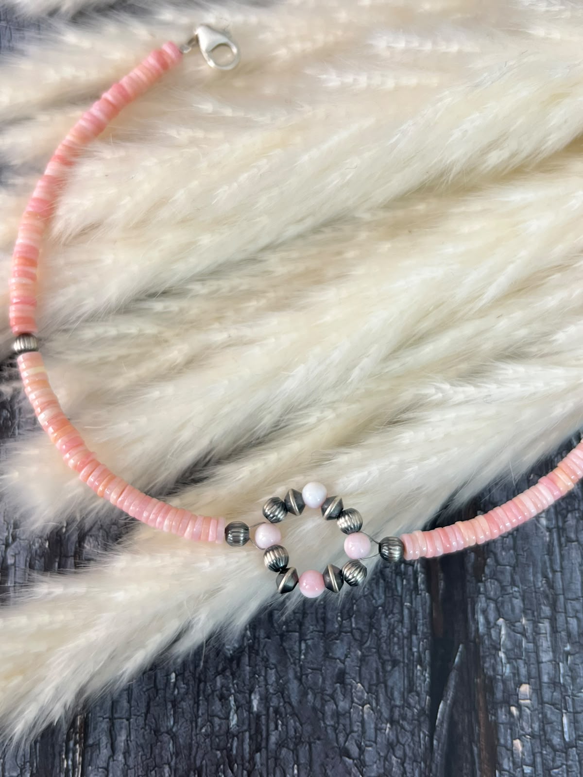 Handmade Sterling Silver Queen Pink Conch Collection: Beaded Hat Band