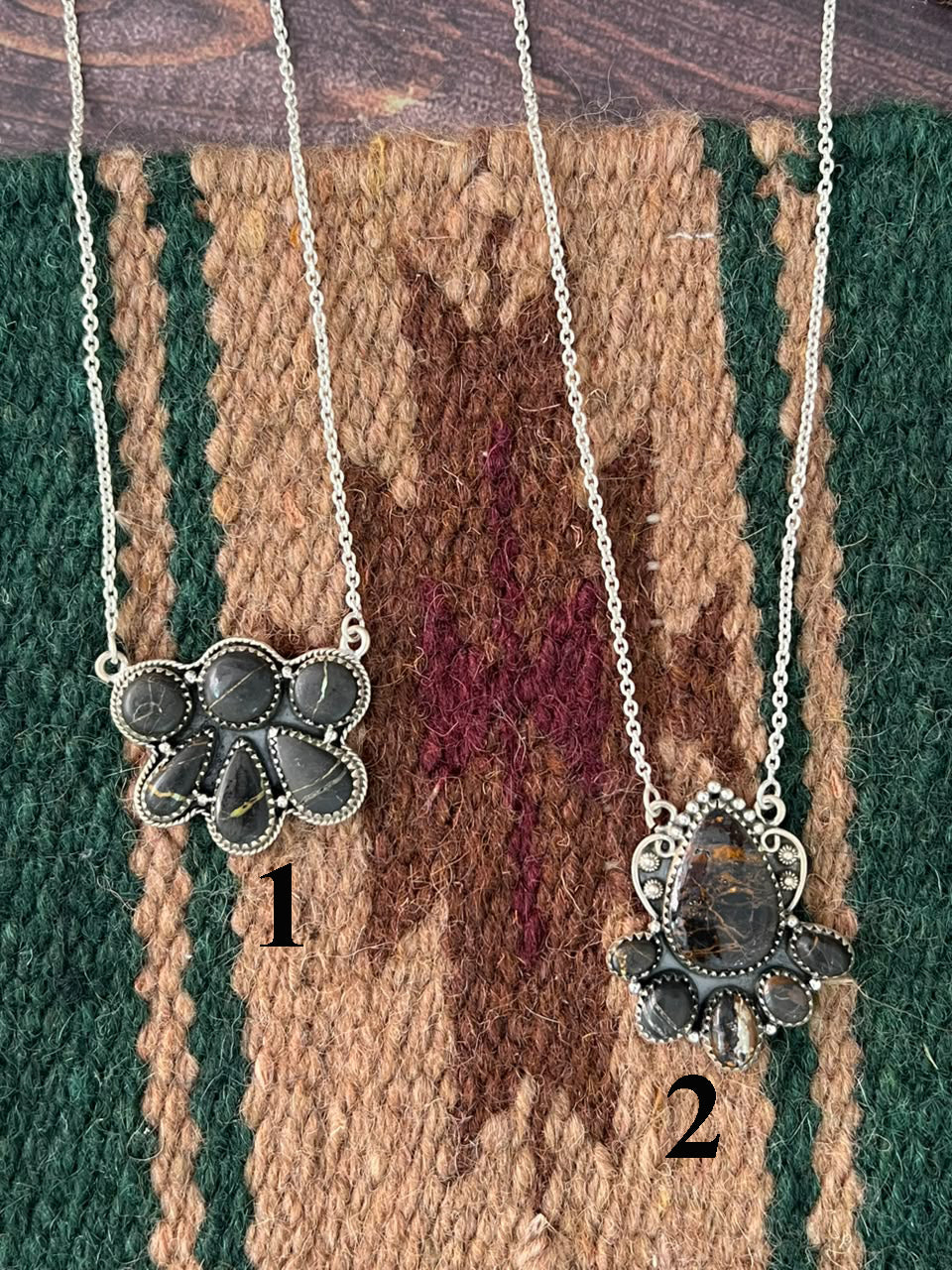 Handmade Sterling Silver Blackjack Turquoise Collection: Necklace Signed Nizhoni