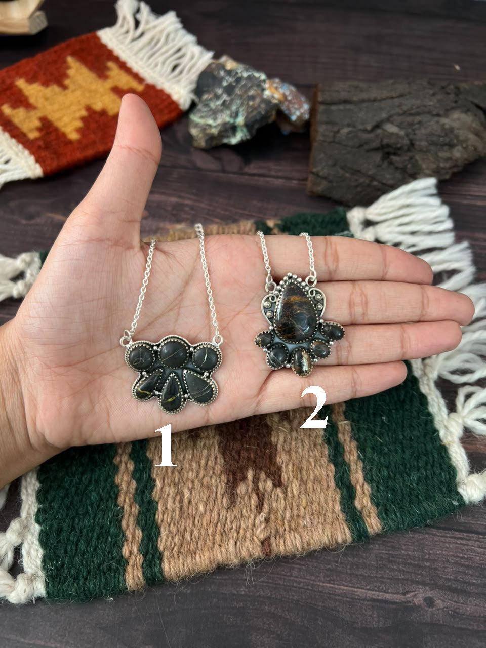Handmade Sterling Silver Blackjack Turquoise Collection: Necklace Signed Nizhoni