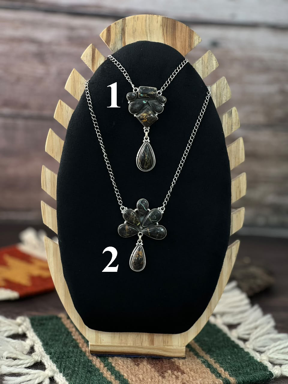 Handmade Sterling Silver Blackjack Turquoise Collection: Necklace Signed Nizhoni